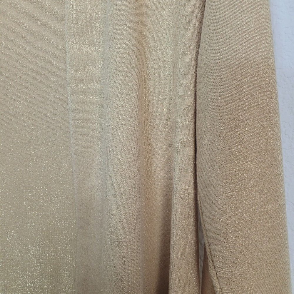 Vintage Additions By Chico's Cardigan Sz 0 Small Mustard Gold W/ Metallic Knit - Picture 3 of 8